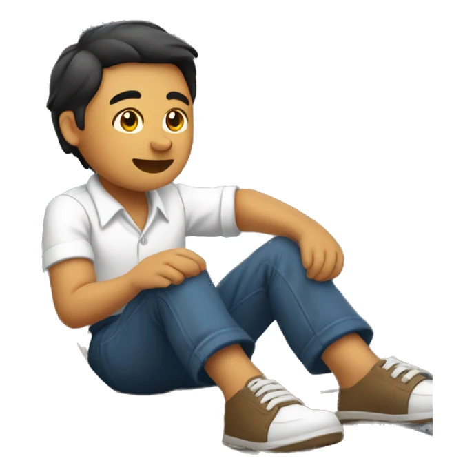 Filipino in white shirt sitting down on slide sticker