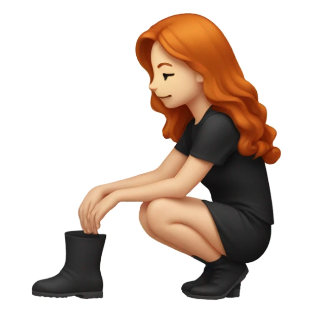 Redhead girl kneeling wearing black  sticker