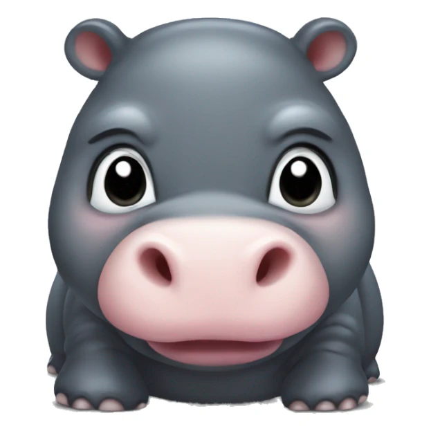 A grumpy baby pygmy hippo. Her mouth is open and you can see the whites of her eyes very clearly. sticker