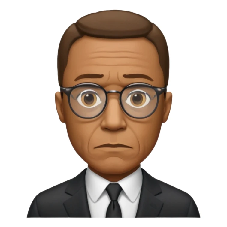 Gustavo Fring from Breaking Bad, serious expression, glasses, elegant suit, simple background sticker