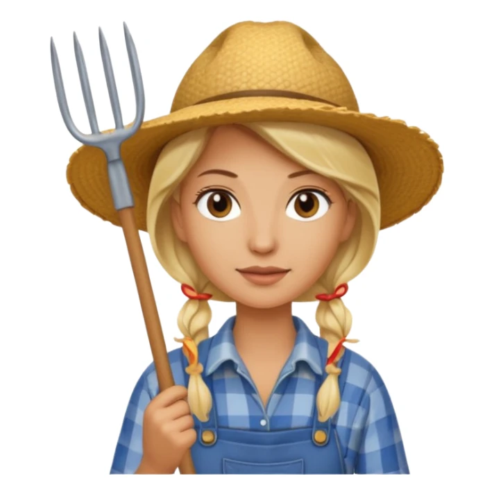 blonde farmer woman with pitchfork sticker