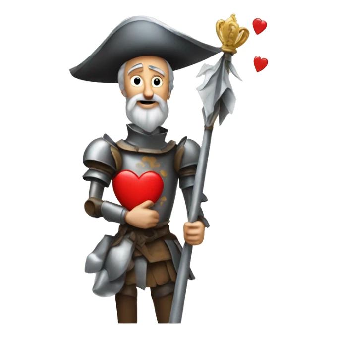 Don Quixote holds a heart in his hand sticker