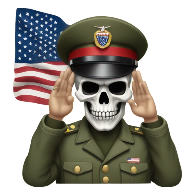 Saluting skull with the American flag sticker