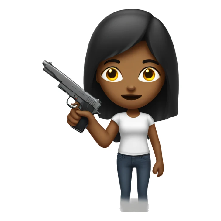 Girl with fake gun sticker