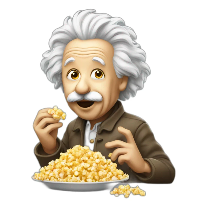 Einstein eating popcorn sticker