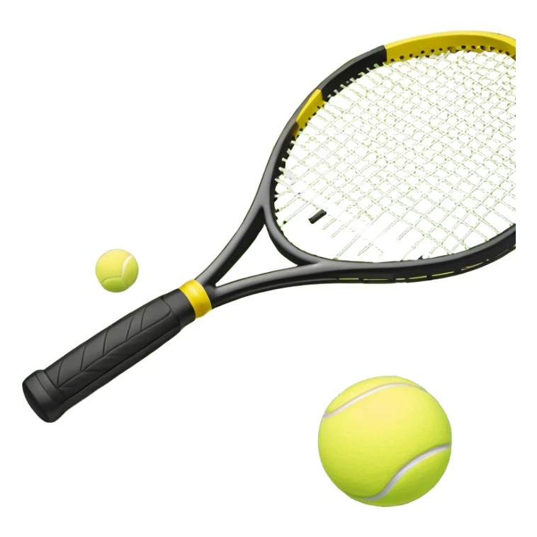 A tennis racket and ball on a grass or hardcourt surface, symbolizing the sport. The racket has a sleek design with tightly strung strings, while the bright tennis ball rests nearby, capturing the essence of precision, agility, and competition. sticker