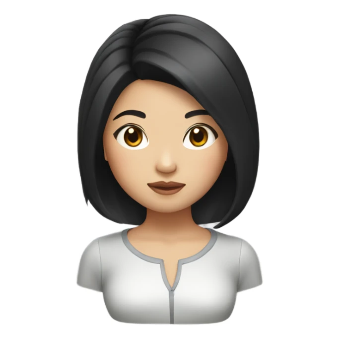 Asian girl with blowout and black hair sticker