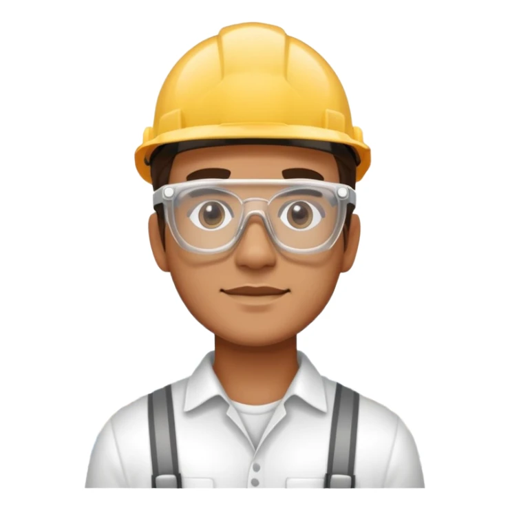 man making a model of a building wearing transparent protective safety glasses sticker