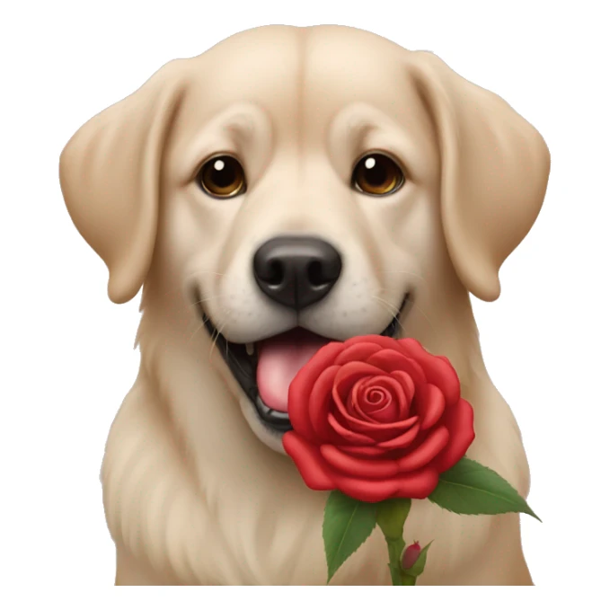 Dog with a rose In the mouth  sticker