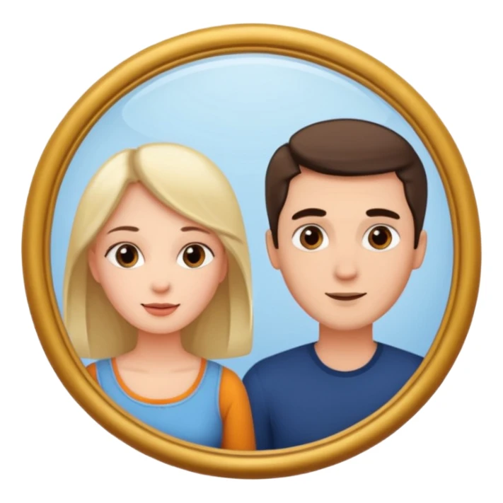 Woman in front. Man in mirror. They look similiar and look at each other sticker