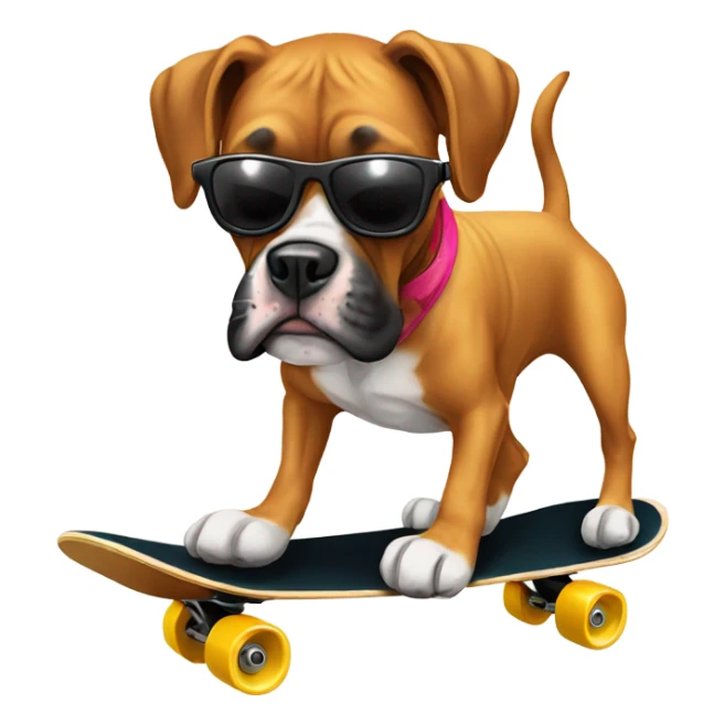 Cool Boxer dog on a skateboard with sun glasses on sticker