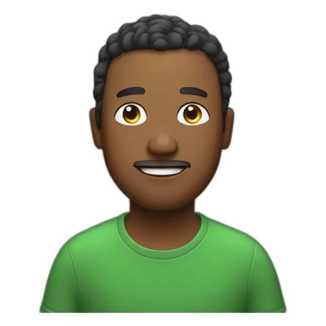 storyteller with a green t shirt and stars around his head sticker