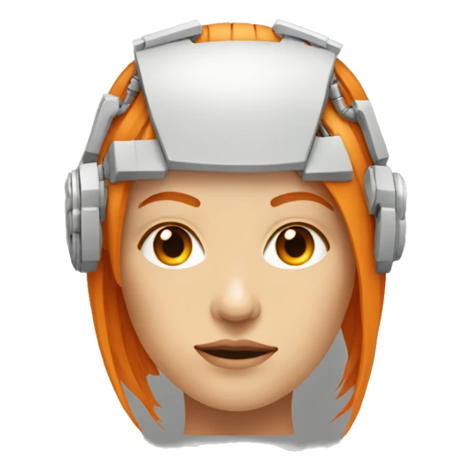 Head Female cyborg orange hair and circuits sticker