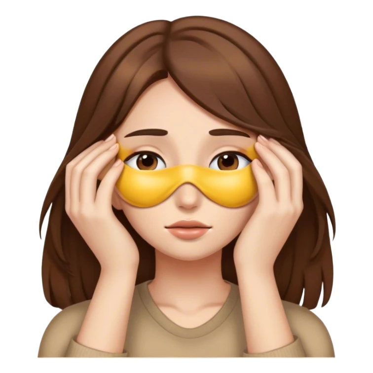 girl covering her eyes brown hair sticker
