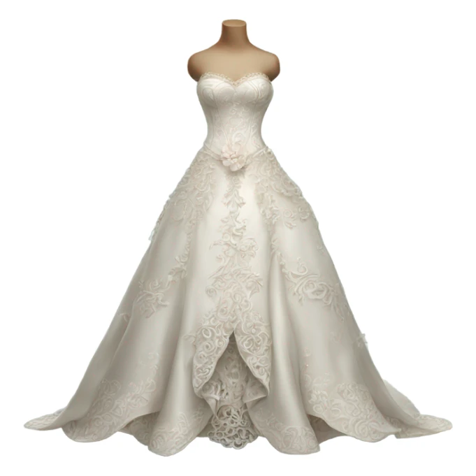 Hyper Realistic ornate and detailed Whimsical Wedding dress displays sticker