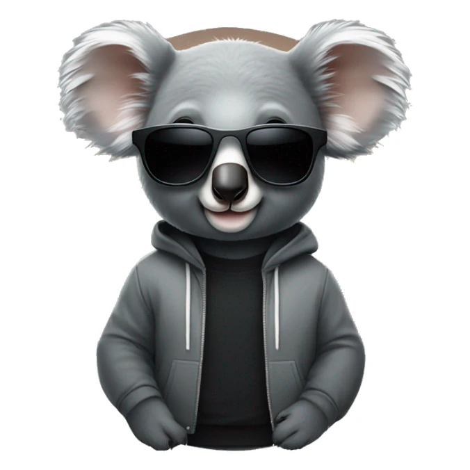 A koala wearing stylish sunglasses and a black sweatshirt  sticker