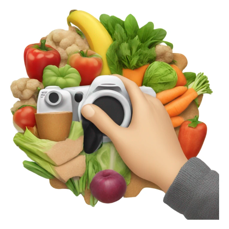 hand taking picture of healthy food sticker