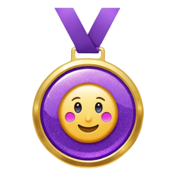 Purple Glitter medal of help sticker