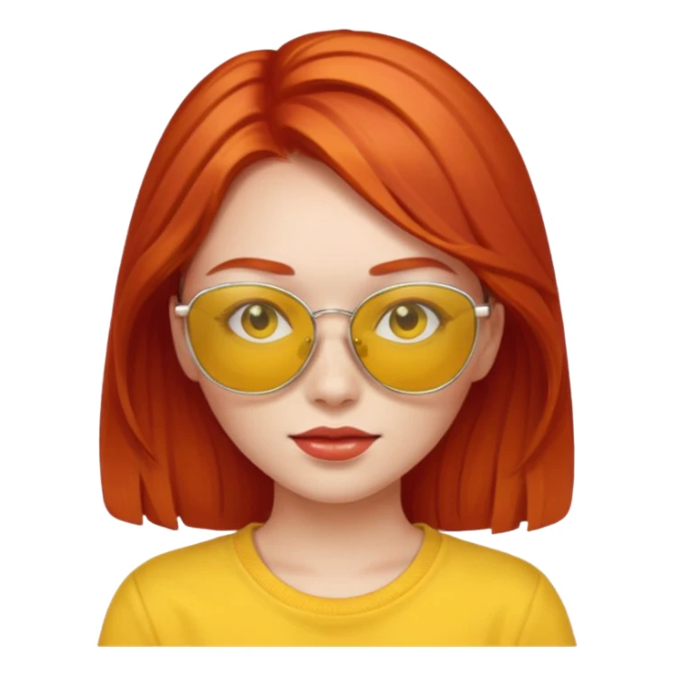 red head girl with yellow sunglasses sticker