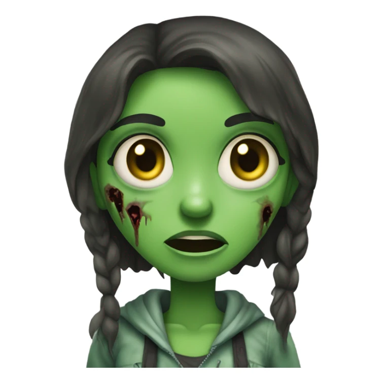 Brunette zombie girl in horror green very creppy sticker