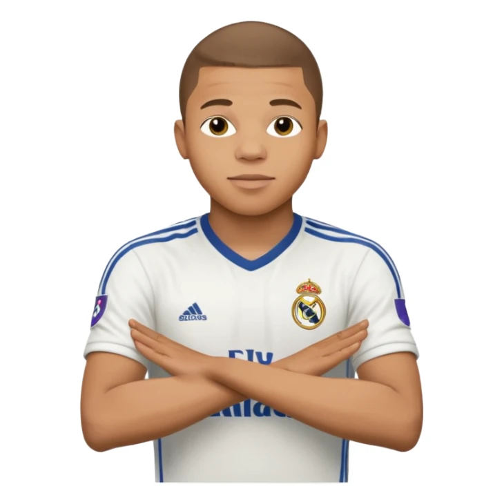 Mbappe hands crossed celebration for Real Madrid sticker