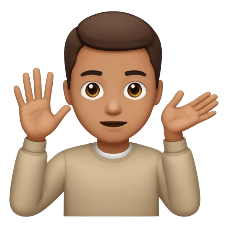Emoji with a straight face and hand held out like bruh sticker