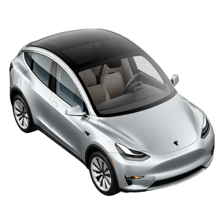 A Tesla Model Y parallel parking in front of a store, from above sticker