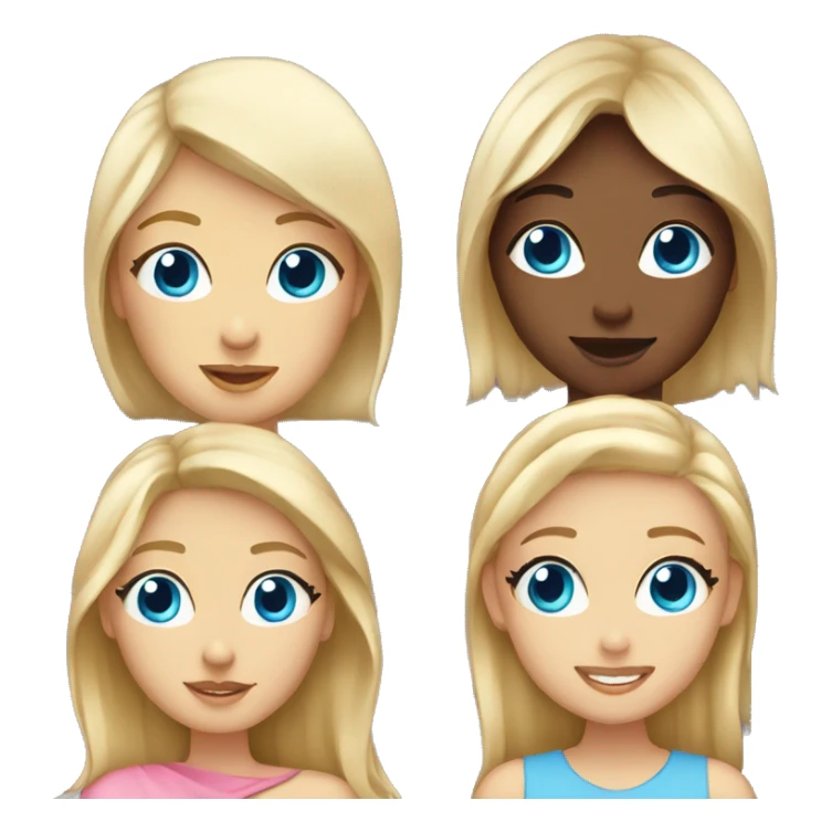 Mother blue eyes and daughter blue eyes and blonde with pink sticker