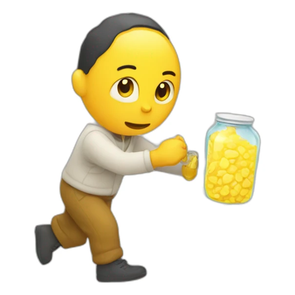 Someone stealing a jar of yellow water  sticker