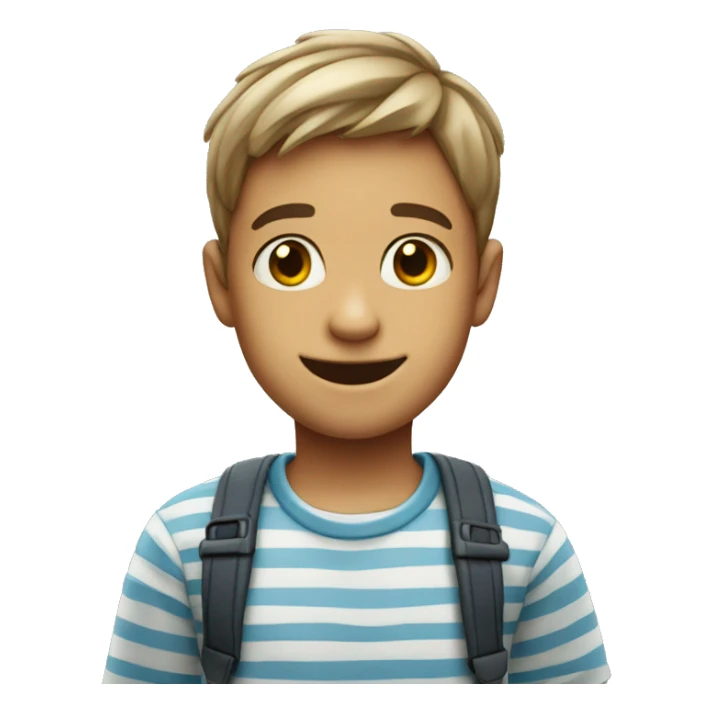 smiling boy in striped shirt sticker