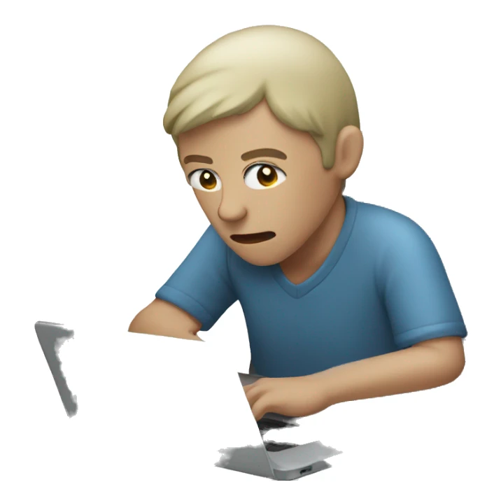 Sick person in front of a laptop sticker