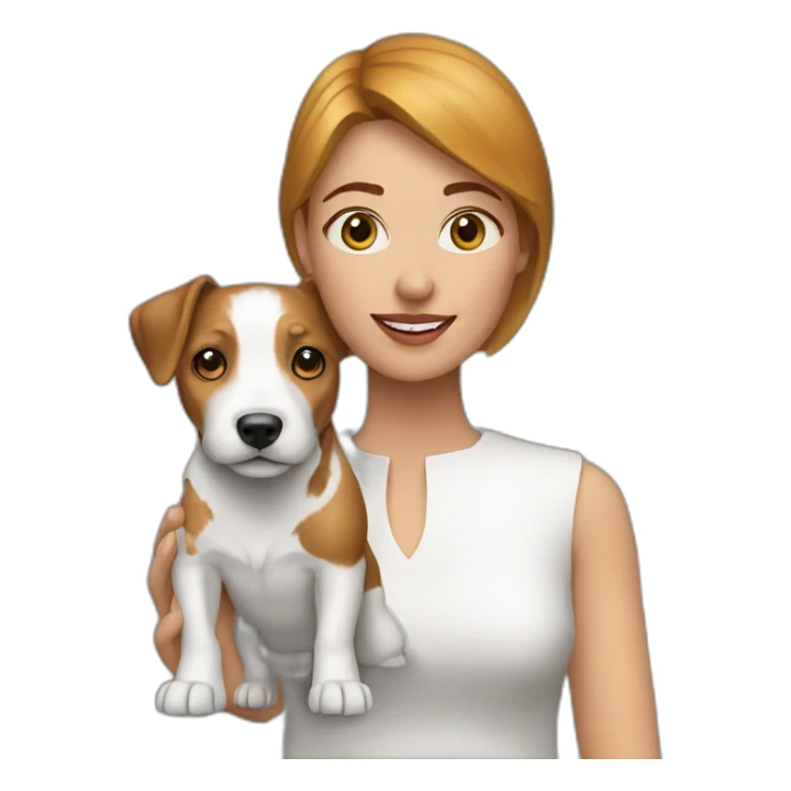 woman with jack russel white sticker