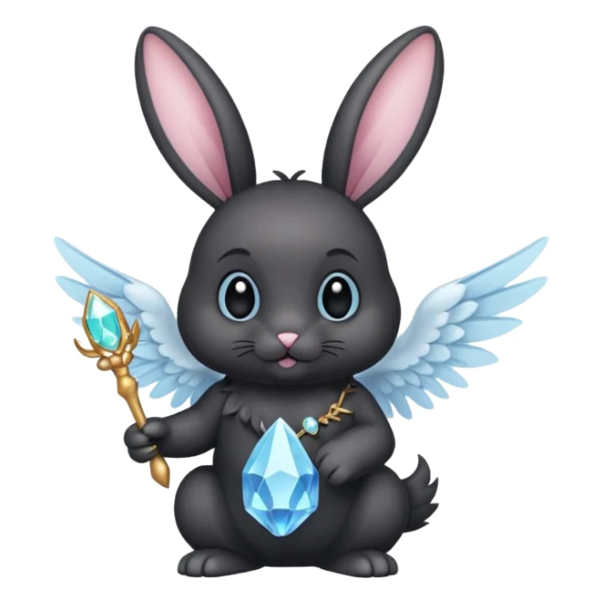 Black bunny with wings and with cristal wand  sticker