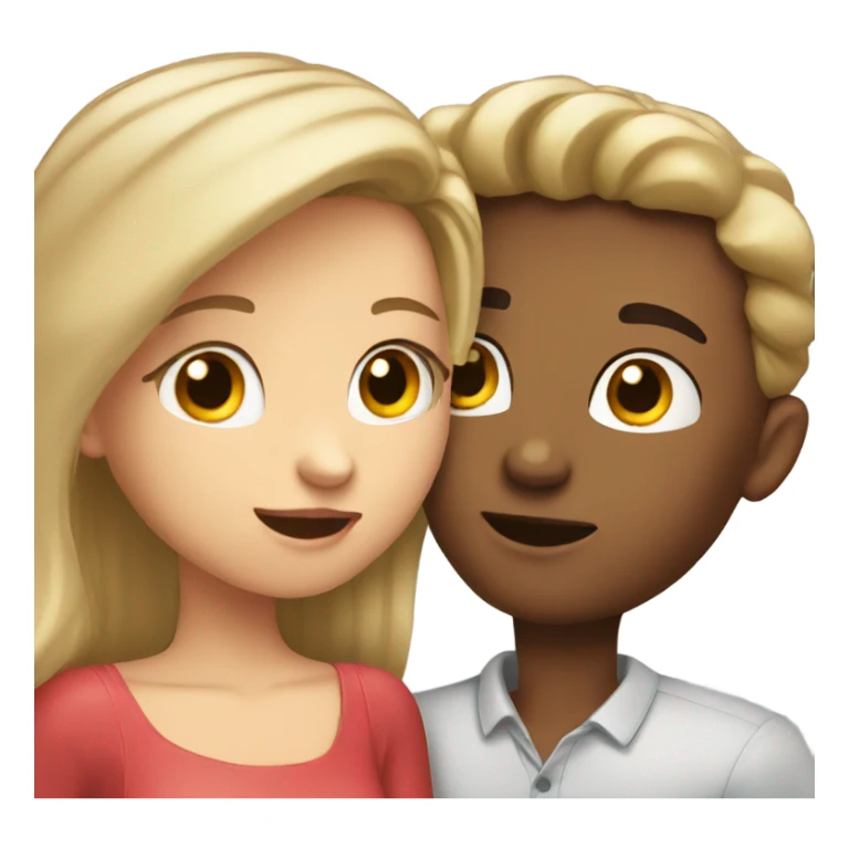 brunette girl kissing blonde boy sticker