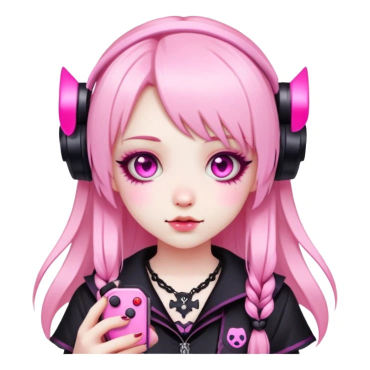 pink kawaii gamer girl gothic accessories sticker