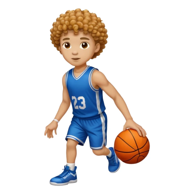 light skin boy playing basketball with curly hair sticker