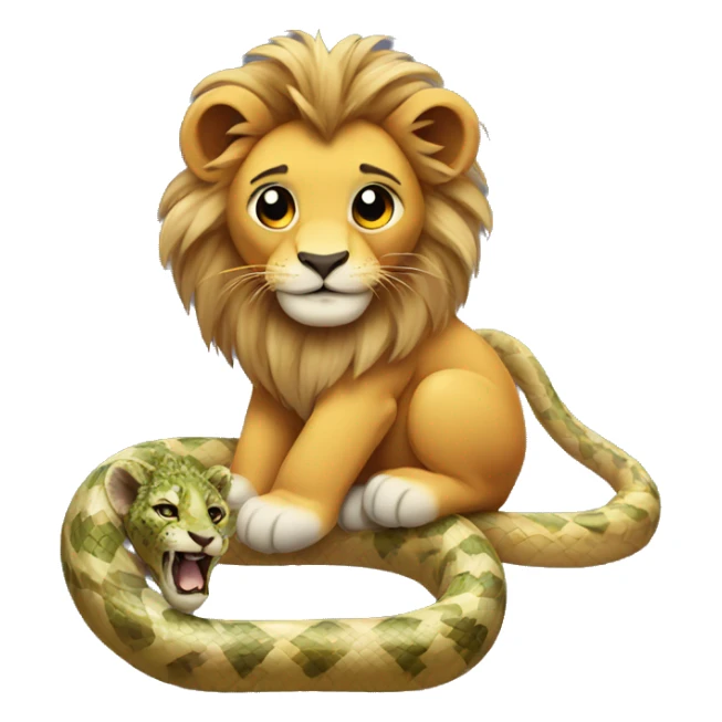 Baby lion with mane and Snake hanging out sticker