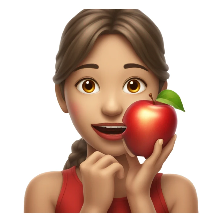 Apple in girls mouth sticker