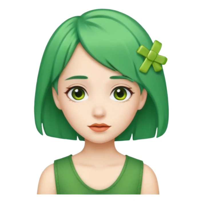 girl with green hair clip sticker