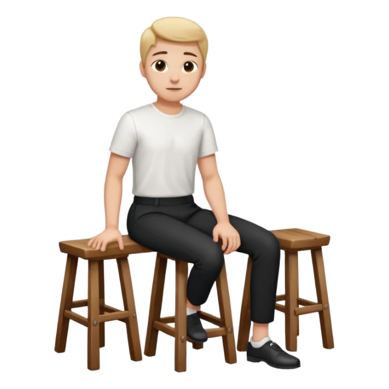 a person sitting on a stool with straight back turn in straight body putting their hands on both legs. sticker