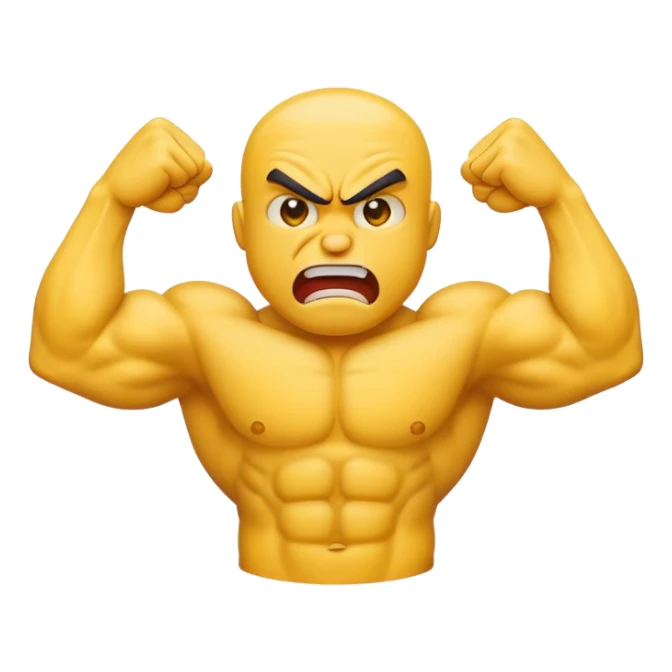 Angry emoji face with big arm muscles  sticker