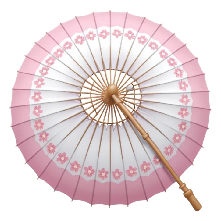 A beautiful pretty cute pastel pink and white parasol with sakura patterns  sticker