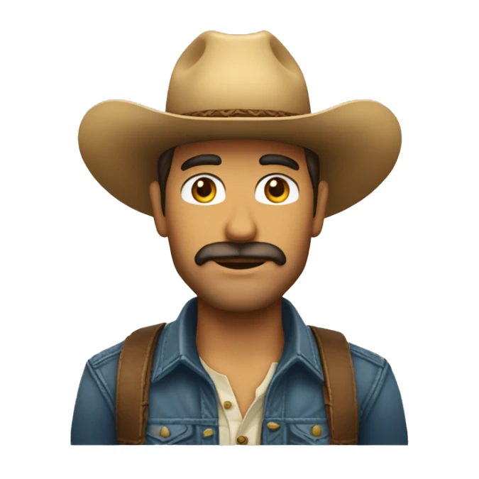 Hombre con sombrero vaquero, sin bigote con cara delgada sticker