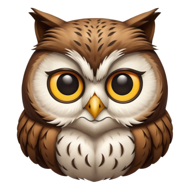 The real-life full sized owl with cat's face on transparent background sticker