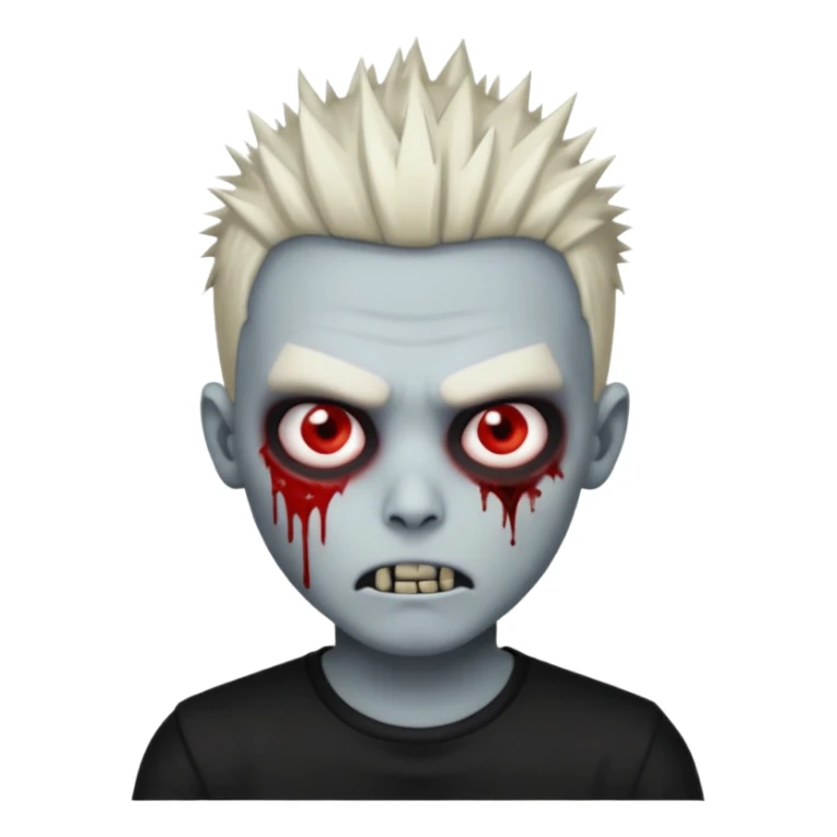 zombie boy with spiky emo hair and black shirt  sticker