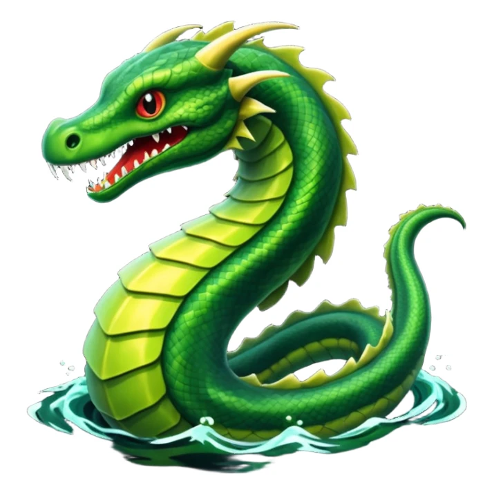 Sea Serpent – Long green snake-like monster rising from water sticker