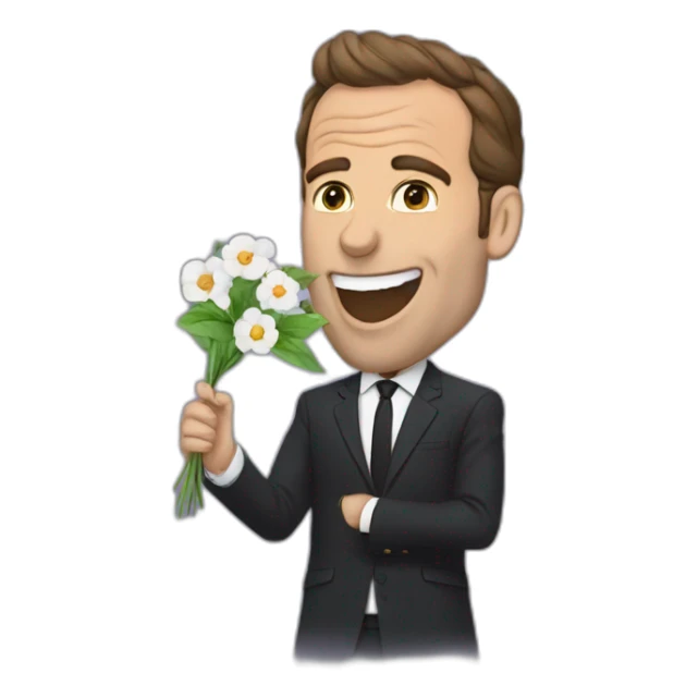macron-hold-a-flower-in-your-mouth sticker