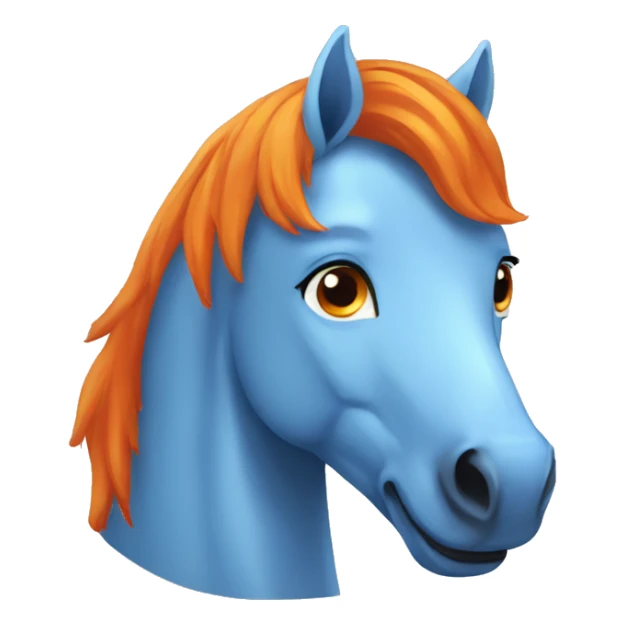 happy blue horse with orange mane  sticker