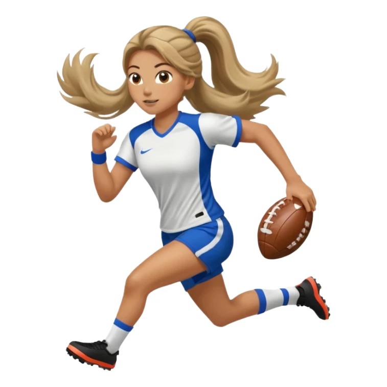 Long Haired Football Players, Female player with ponytail running sticker