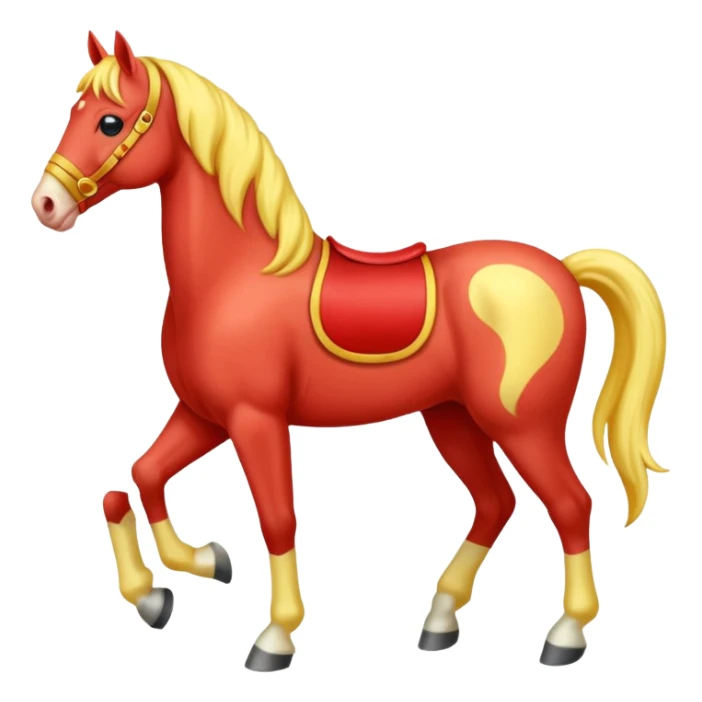 Cavalo vermelho e amarelo pastel sticker